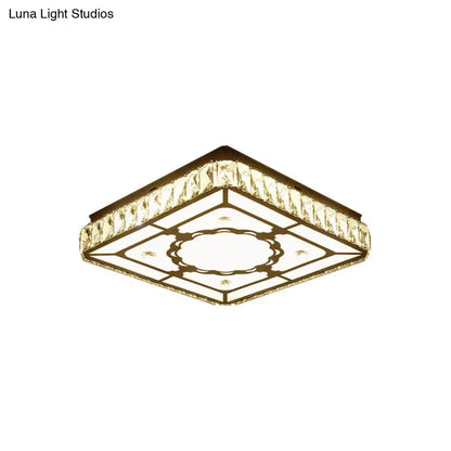 DecorBites™ Chrome LED Crystal Block Ceiling Flush Lamp for Modern Living Room