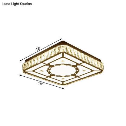 DecorBites™ Chrome LED Crystal Block Ceiling Flush Lamp for Modern Living Room