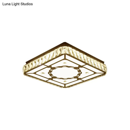 DecorBites™ Chrome LED Crystal Block Ceiling Flush Lamp for Modern Living Room