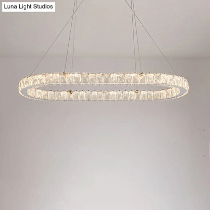 Chrome LED Crystal Chandelier Pendant for Minimalist Dining Rooms