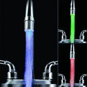 Chrome led faucet aerator with chrome finish and adjustable blue green red lighting for kitchen water saving use