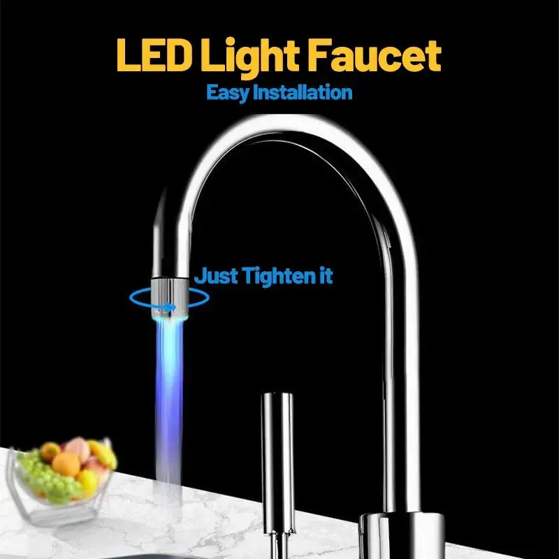 Chrome led water faucet aerator with sleek modern design chrome finish and blue illumination for kitchen decorbites led water