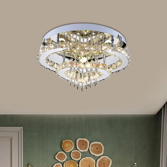 DecorBites™ DecorBites™ Chrome Loving Heart LED Ceiling Fixture with Crystal Block and Multicolor Light