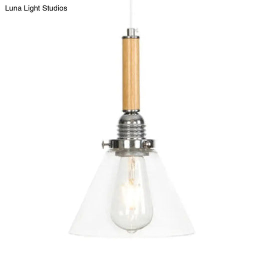 Lámpara colgante cromada - Diseño moderno en forma de cono/campana/calabaza - 1 luz de cristal transparente