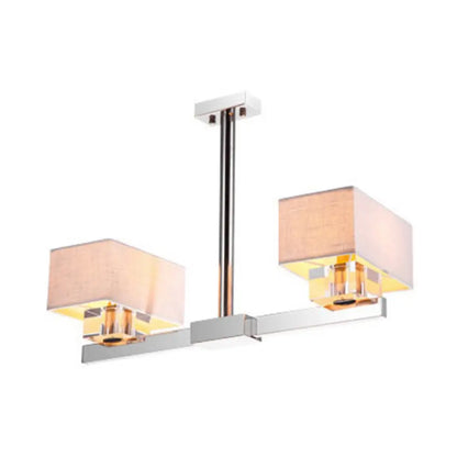 DecorBites™ Chrome Pendant Light with Fabric Shade - Rectangular Design, Classic Island Lamp for Dining Room - 2/4/6 Bulbs.