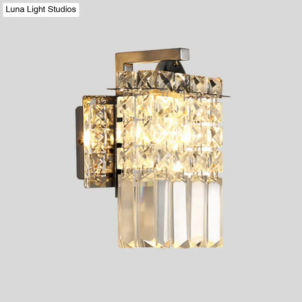 DecorBites™ Chrome Rectangle Crystal Wall Sconce with Draping Crystal Rods