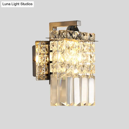 DecorBites™ Chrome Rectangle Crystal Wall Sconce with Draping Crystal Rods