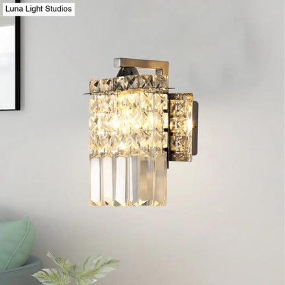 DecorBites™ Chrome Rectangle Crystal Wall Sconce with Draping Crystal Rods
