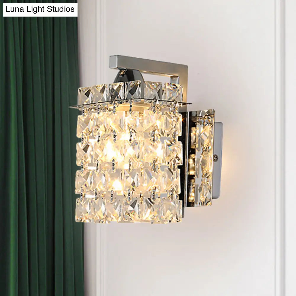 DecorBites™ Chrome Rectangle Crystal Wall Sconce with Draping Crystal Rods