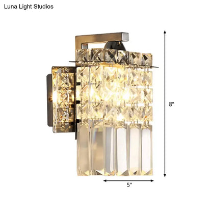 DecorBites™ Chrome Rectangle Crystal Wall Sconce with Draping Crystal Rods