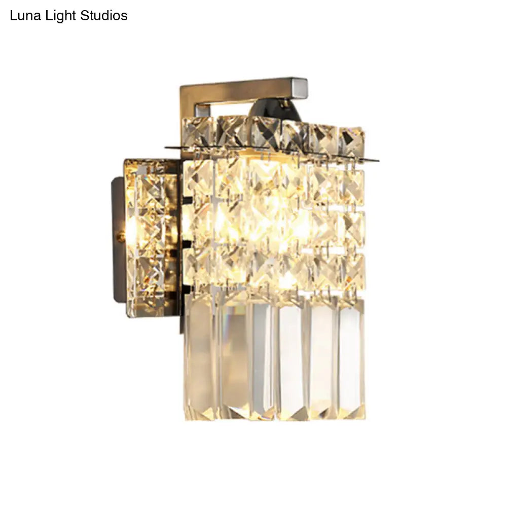 DecorBites™ Chrome Rectangle Crystal Wall Sconce with Draping Crystal Rods