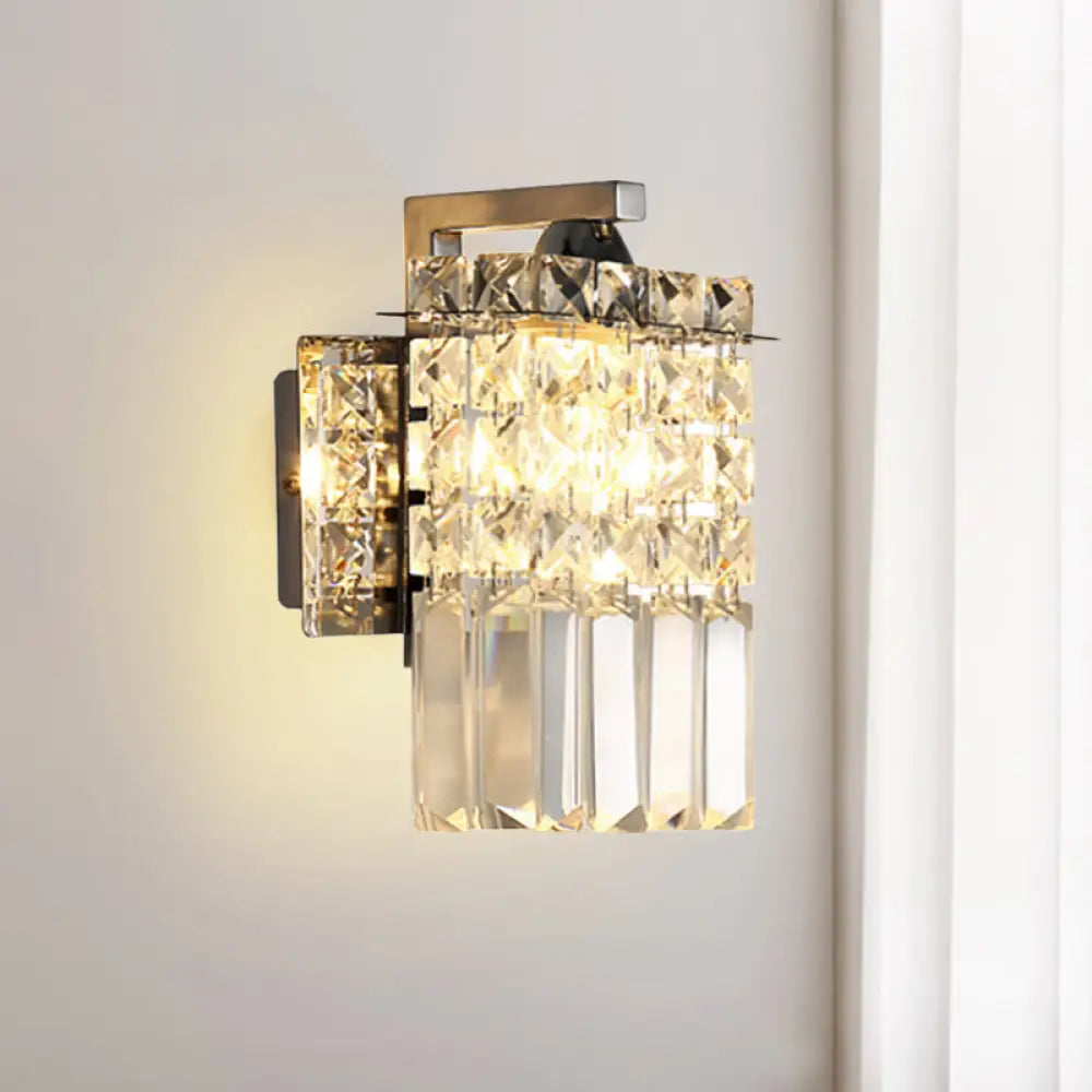 DecorBites™ Chrome Rectangle Crystal Wall Sconce with Draping Crystal Rods