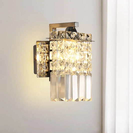 DecorBites™ Chrome Rectangle Crystal Wall Sconce with Draping Crystal Rods