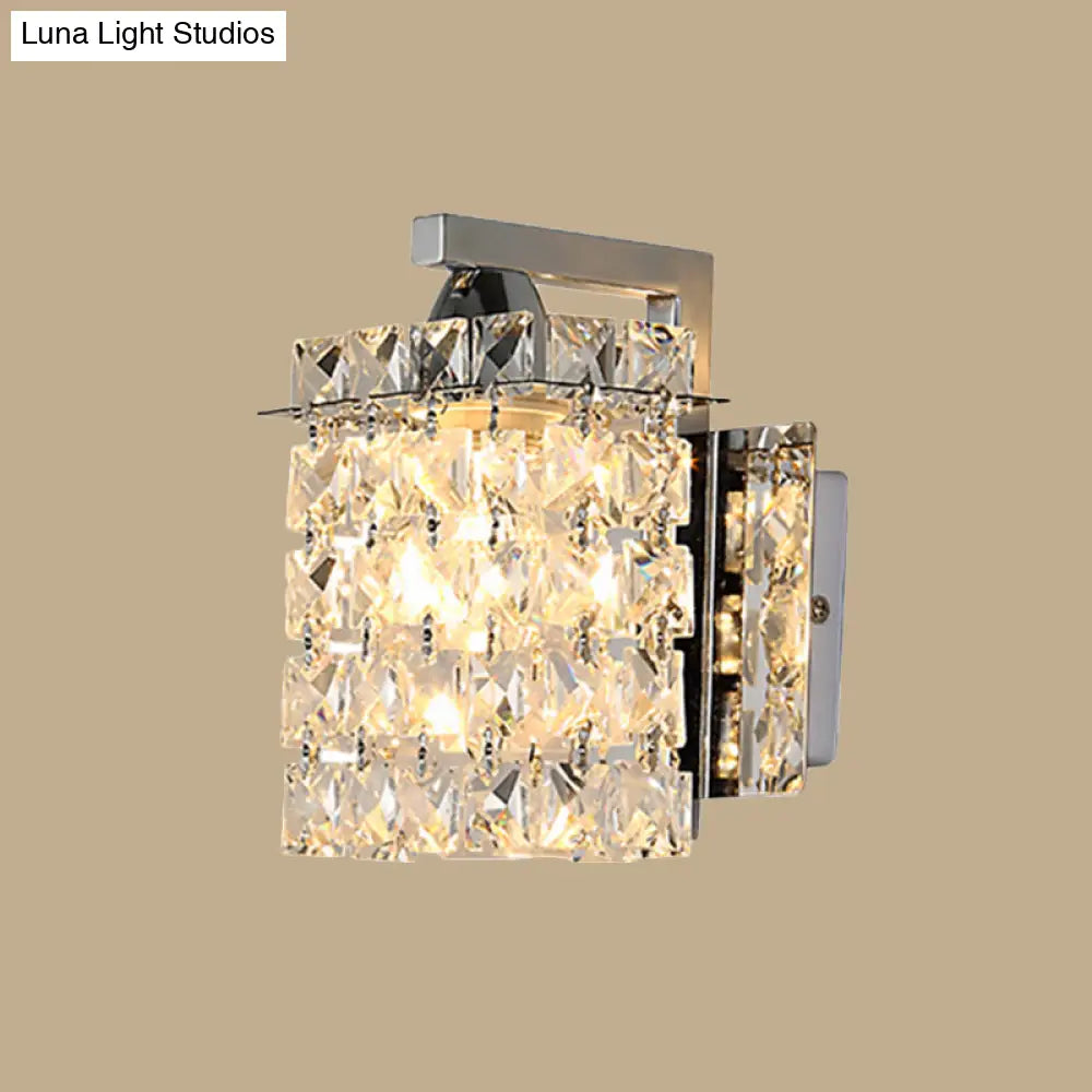 DecorBites™ Chrome Rectangle Crystal Wall Sconce with Draping Crystal Rods