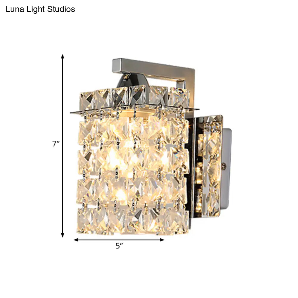 DecorBites™ Chrome Rectangle Crystal Wall Sconce with Draping Crystal Rods