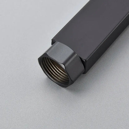 Black matte hexagonal metal faucet extension tube with threaded end for shower faucet extension bathroom use