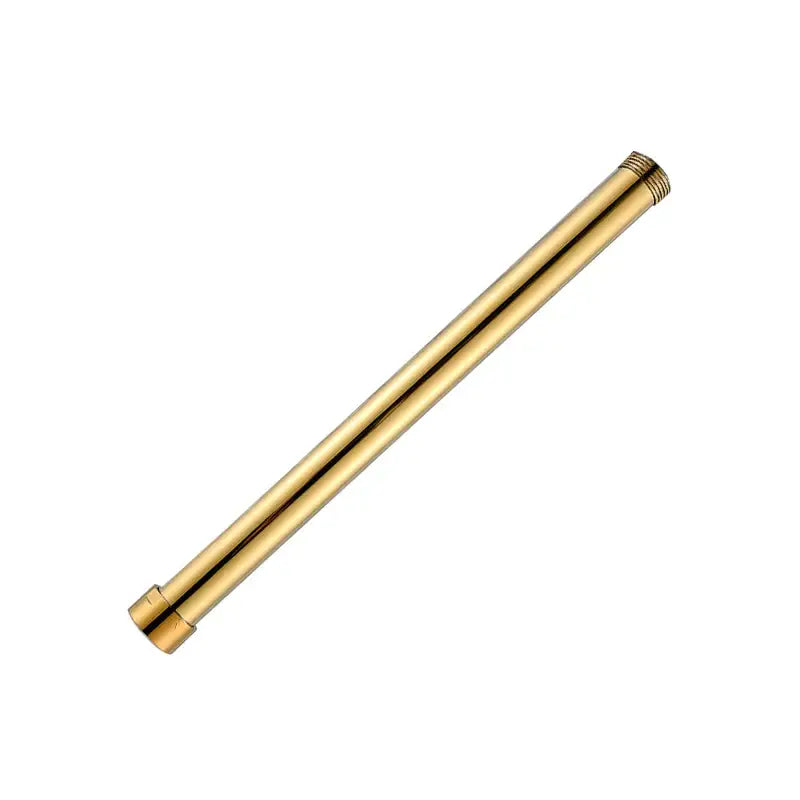 Gold-colored brass rectangular shower faucet extension tube with threaded ends for shower faucet extension use