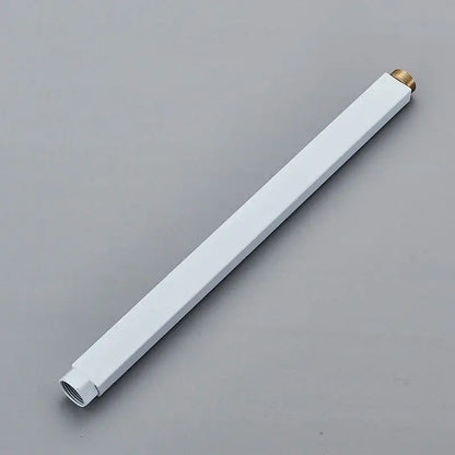 White hexagonal metal extension tube with brass threaded ends for chrome rectangular shower faucet extension use