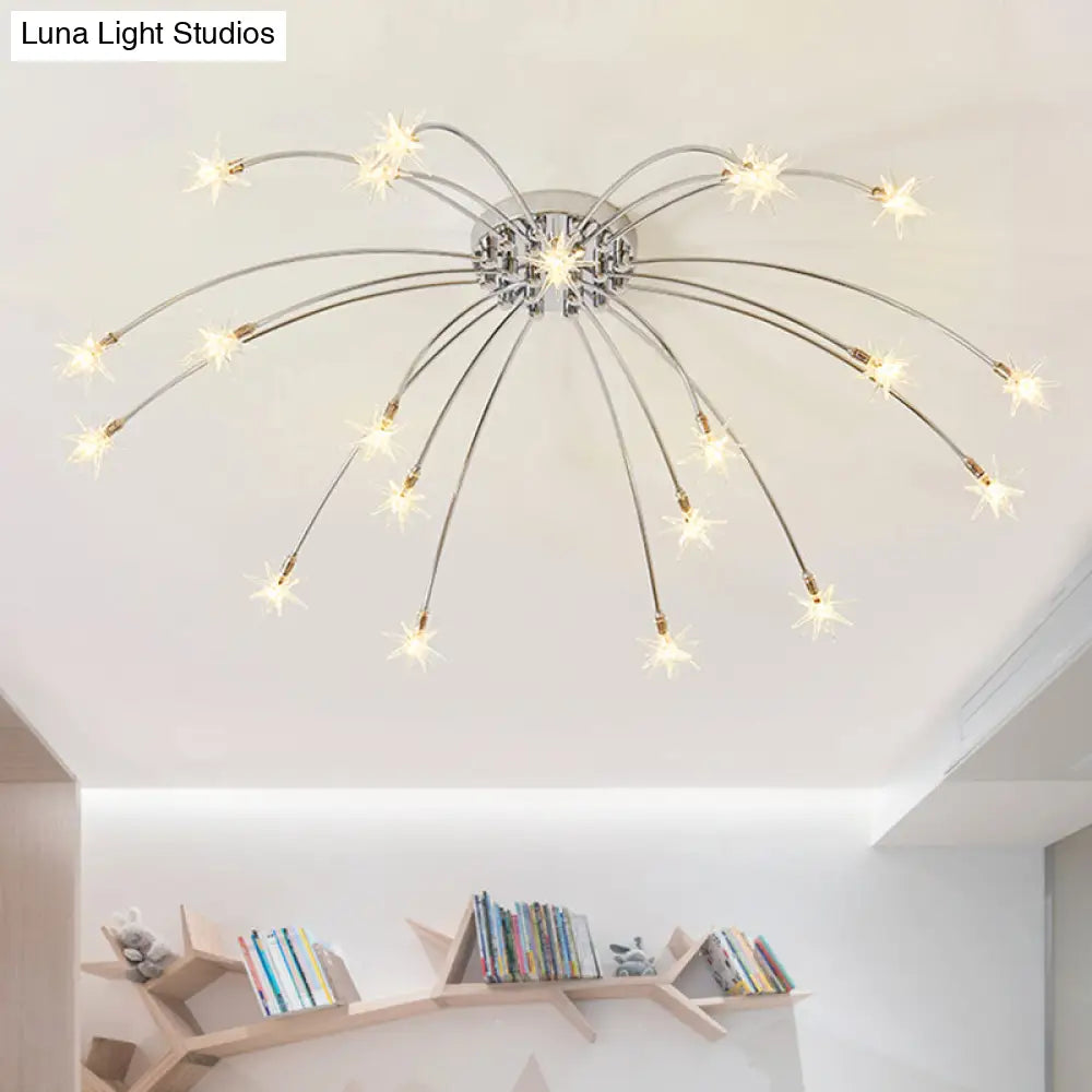 DecorBites™ DecorBites™ Chrome Semi Flush Ceiling Light: Stunning Fireworks Design for Kindergarten