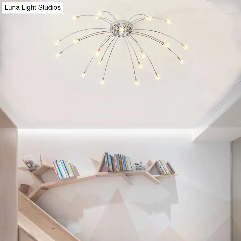 DecorBites™ DecorBites™ Chrome Semi Flush Ceiling Light: Stunning Fireworks Design for Kindergarten