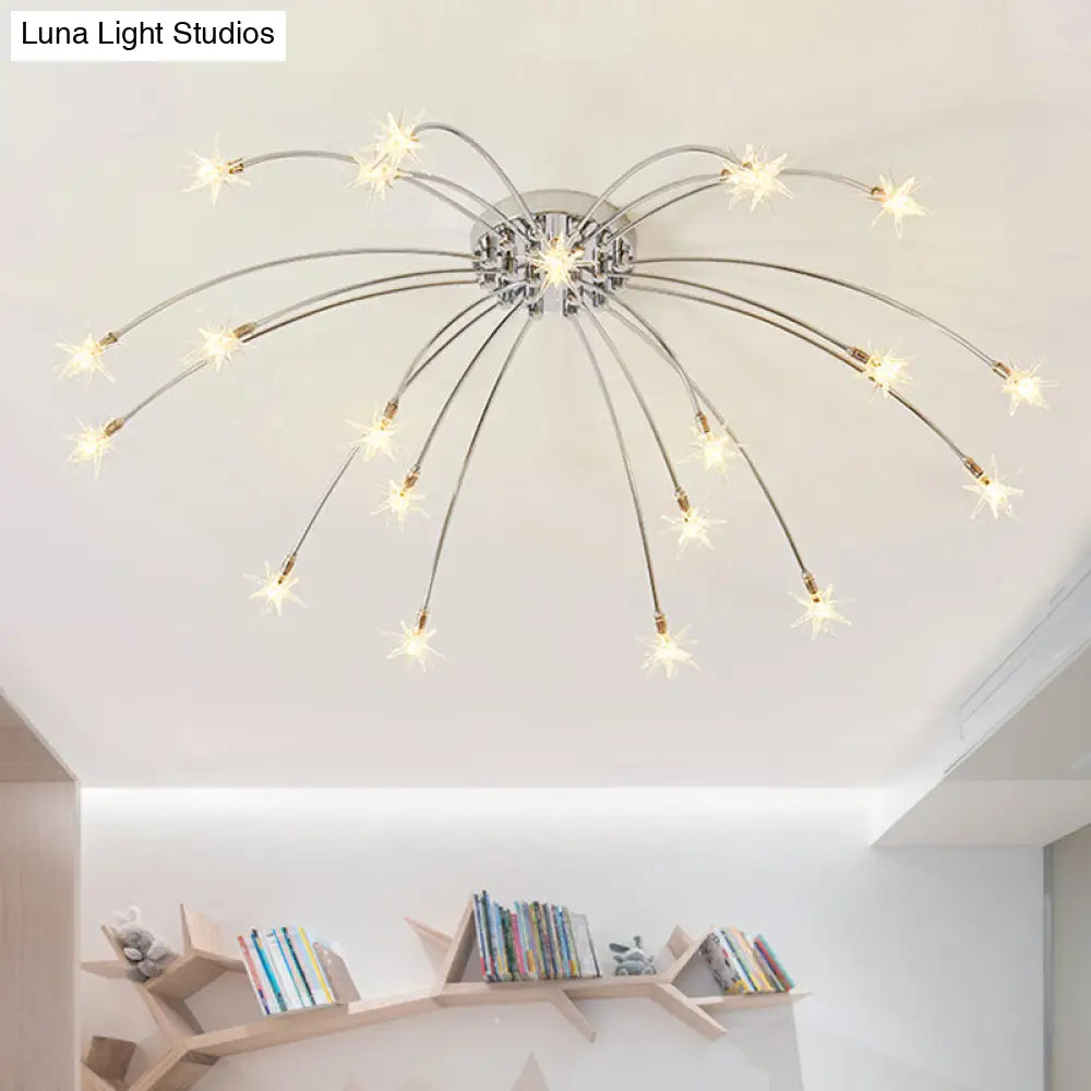 DecorBites™ DecorBites™ Chrome Semi Flush Ceiling Light: Stunning Fireworks Design for Kindergarten