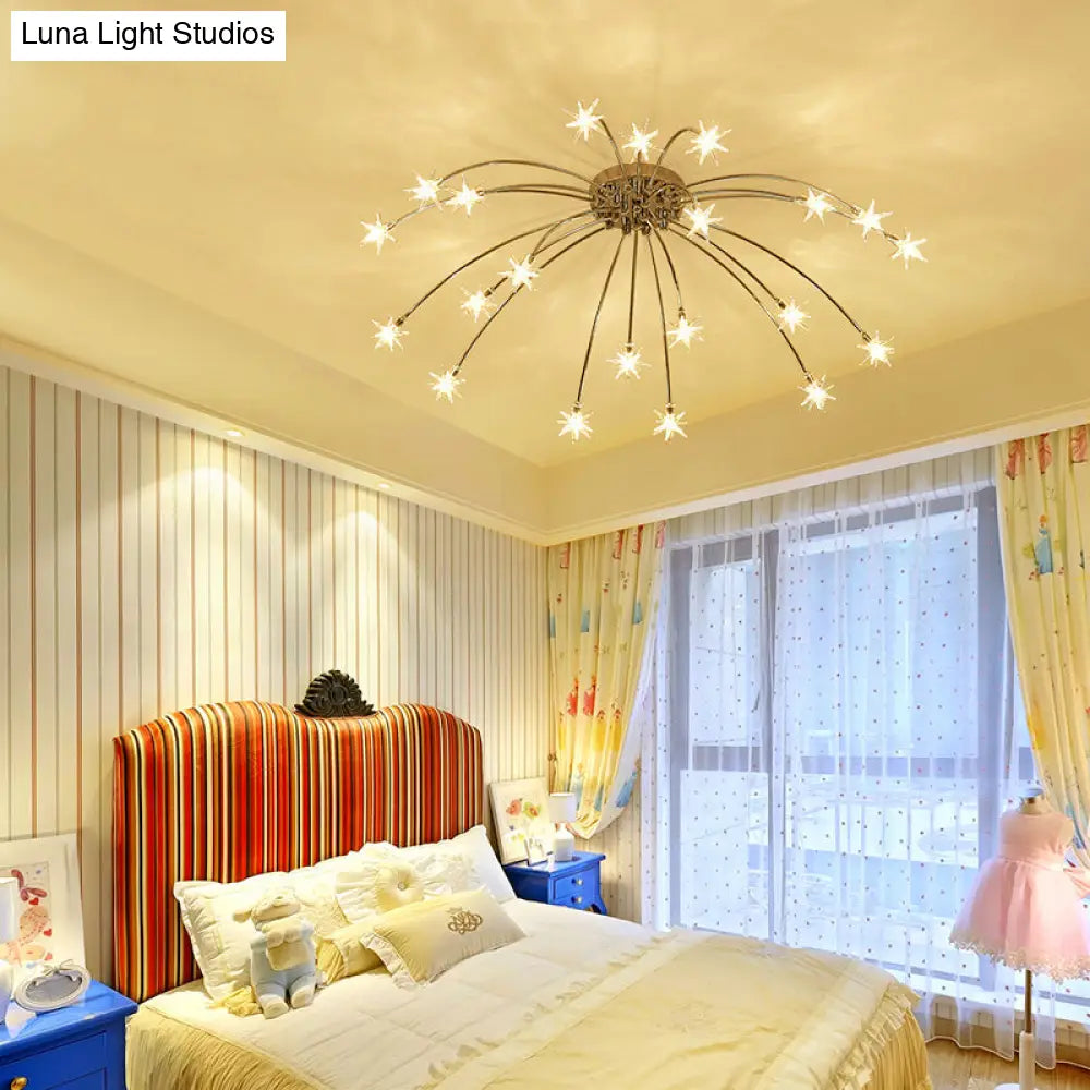 DecorBites™ DecorBites™ Chrome Semi Flush Ceiling Light: Stunning Fireworks Design for Kindergarten