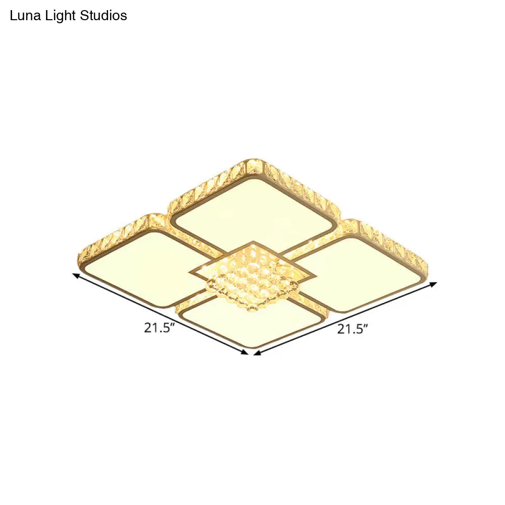 Lámpara de techo LED cuadrada cromada DecorBites™ con pantalla de cristal en blanco cálido