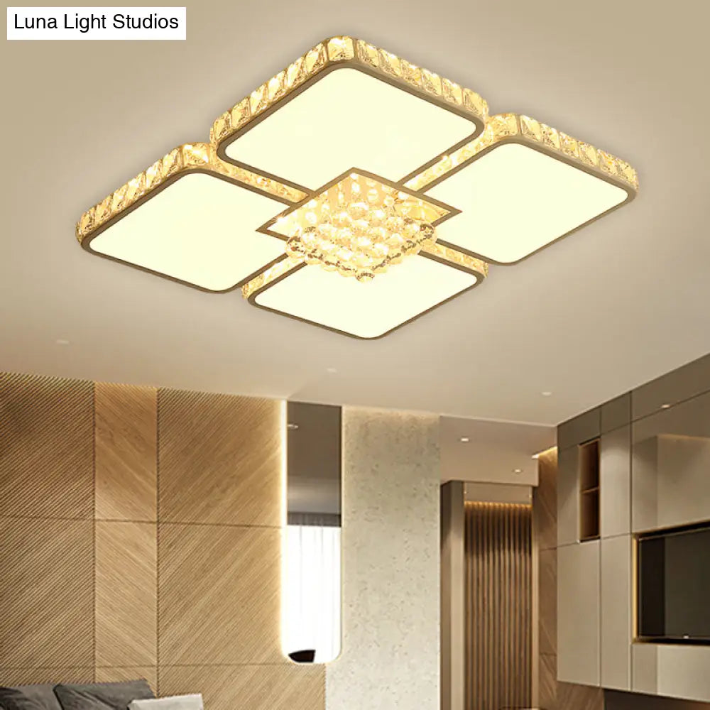 Lámpara de techo LED cuadrada cromada DecorBites™ con pantalla de cristal en blanco cálido