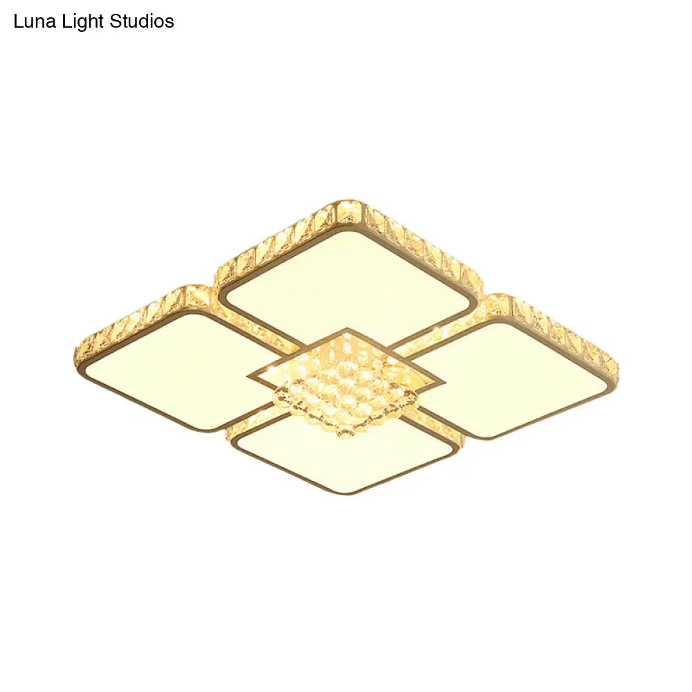 Lámpara de techo LED cuadrada cromada DecorBites™ con pantalla de cristal en blanco cálido