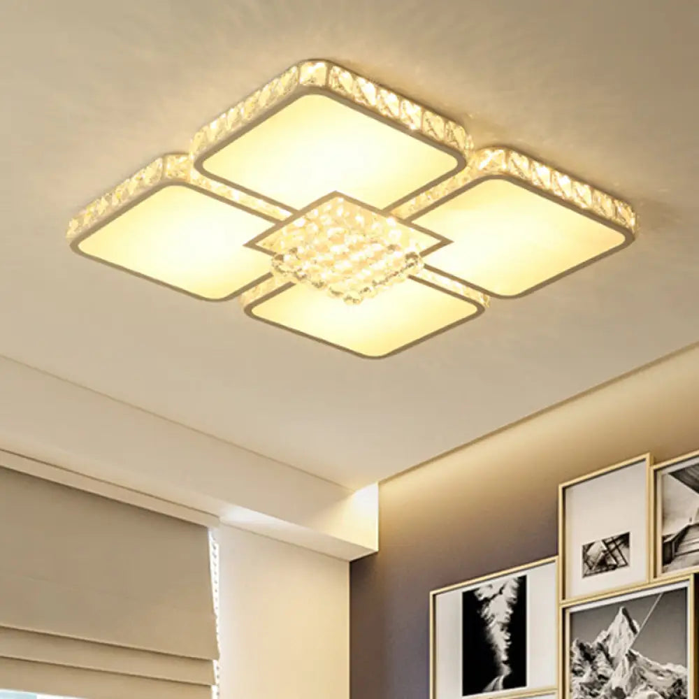 Lámpara de techo LED cuadrada cromada DecorBites™ con pantalla de cristal en blanco cálido