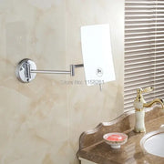 Chrome square magnifying wall makeup mirror with 3x zoom and folding arm for decorbites 3x magnifying use
