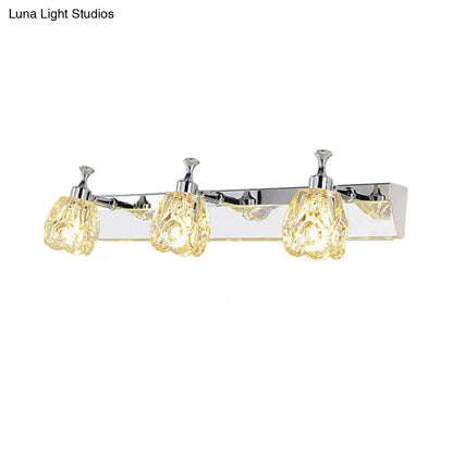 DecorBites™ DecorBites™ Chrome Vanity Light Fixture with Minimal Crystal Flower Sconce, Warm/White Light