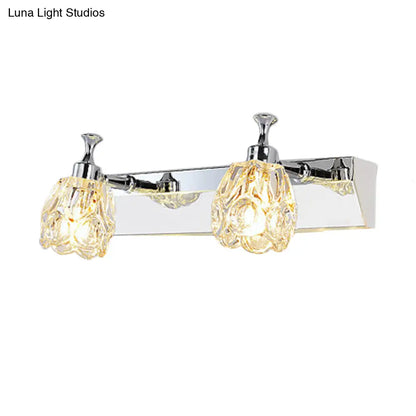 DecorBites™ DecorBites™ Chrome Vanity Light Fixture with Minimal Crystal Flower Sconce, Warm/White Light