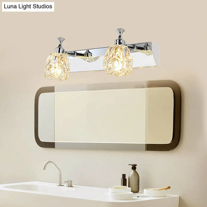 DecorBites™ DecorBites™ Chrome Vanity Light Fixture with Minimal Crystal Flower Sconce, Warm/White Light