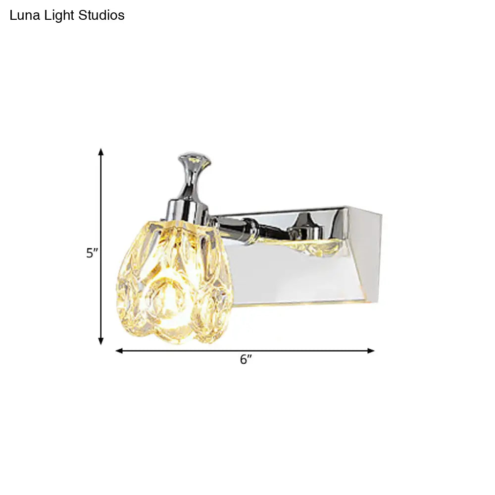 DecorBites™ DecorBites™ Chrome Vanity Light Fixture with Minimal Crystal Flower Sconce, Warm/White Light