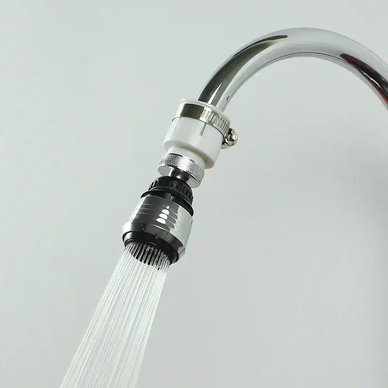 Chrome and white 360 swivel kitchen faucet aerator with chrome finish, white plastic collar, and black rubber seals for decorbites kitchen faucet