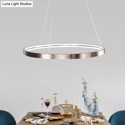 Lámpara de araña circular de aluminio - Marrón pulido - Iluminación colgante LED con luz cálida/blanca/natural - 40,6 cm/60 cm de ancho