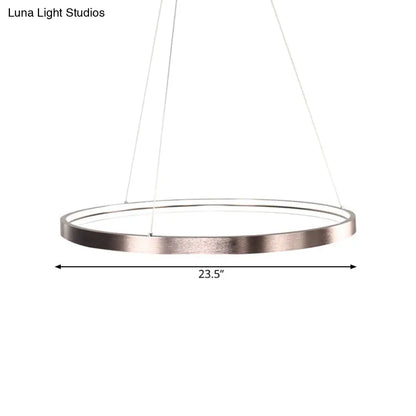 Lámpara de araña circular de aluminio - Marrón pulido - Iluminación colgante LED con luz cálida/blanca/natural - 40,6 cm/60 cm de ancho