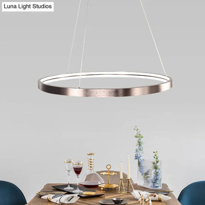 Lámpara de araña circular de aluminio - Marrón pulido - Iluminación colgante LED con luz cálida/blanca/natural - 40,6 cm/60 cm de ancho