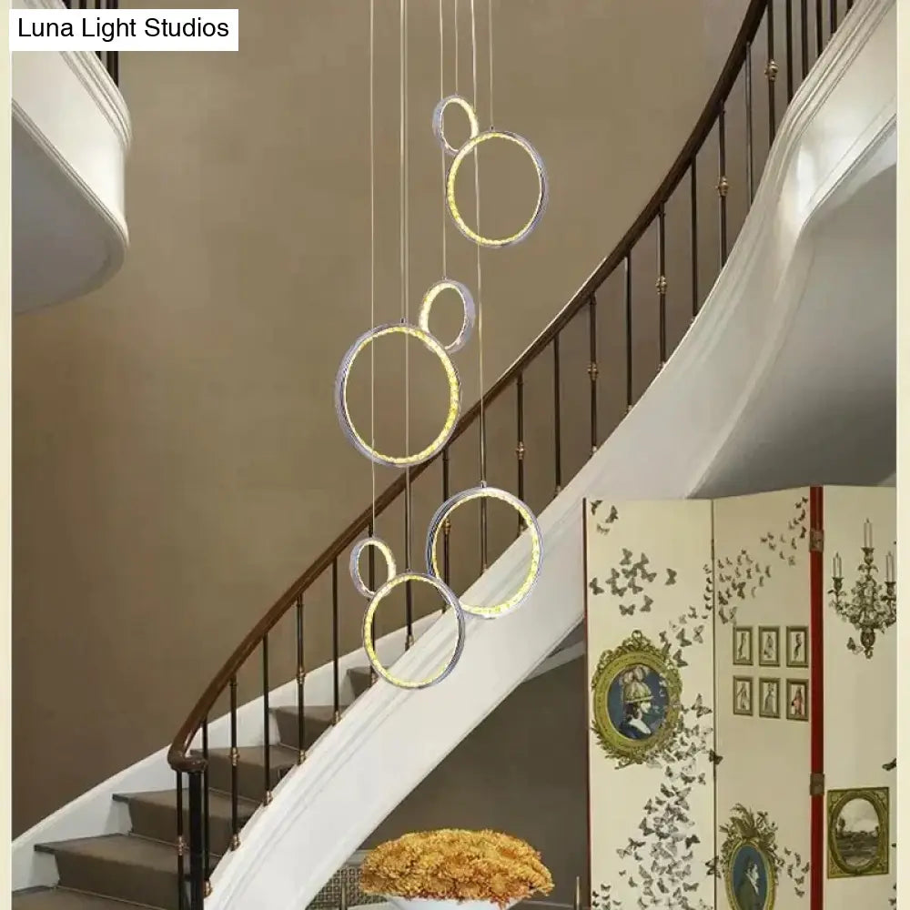 DecorBites™ Circle Led Crystal Light New Hanging Pendant Crystal 36W Prety Corridor Hotel Pendant Lamp Dining Room Lights Living Room