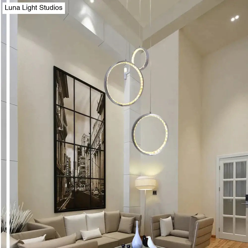 DecorBites™ Circle Led Crystal Light New Hanging Pendant Crystal 36W Prety Corridor Hotel Pendant Lamp Dining Room Lights Living Room