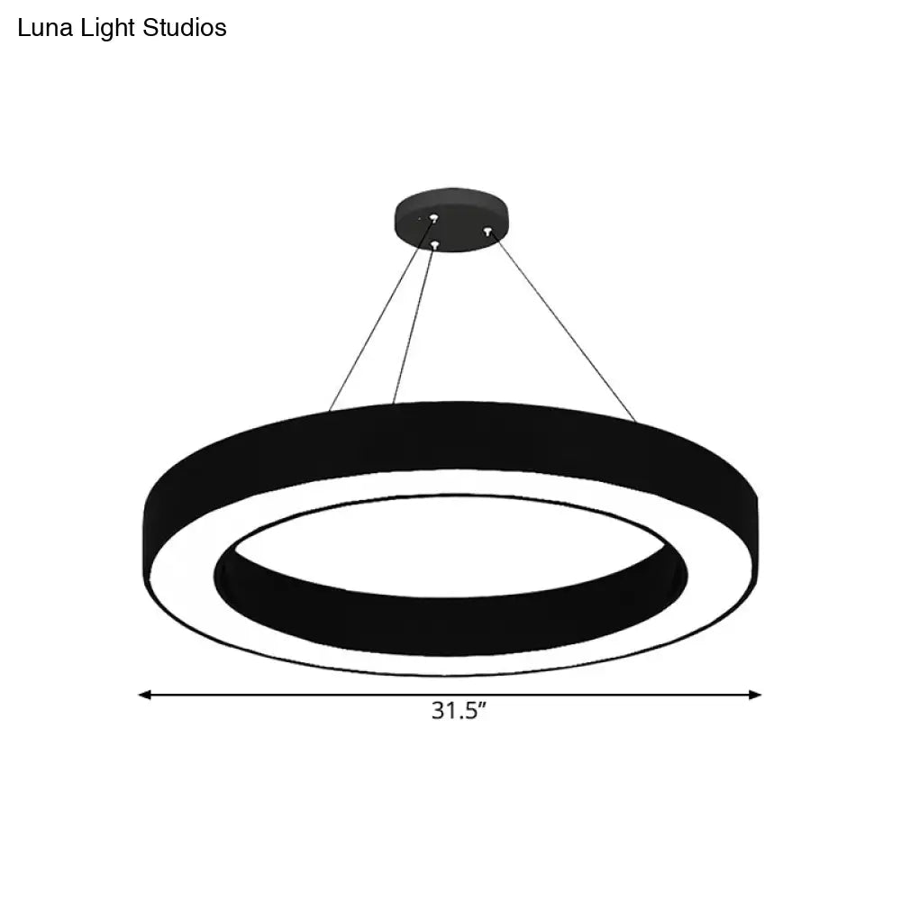 DecorBites™ Circle LED Pendant Light Kit Minimalism Acrylic Office Hanging Lamp in Black, 16"/23.5"/47" Dia