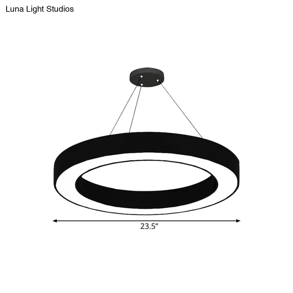 DecorBites™ Circle LED Pendant Light Kit Minimalism Acrylic Office Hanging Lamp in Black, 16"/23.5"/47" Dia