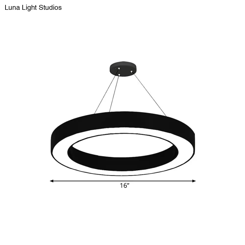DecorBites™ Circle LED Pendant Light Kit Minimalism Acrylic Office Hanging Lamp in Black, 16"/23.5"/47" Dia