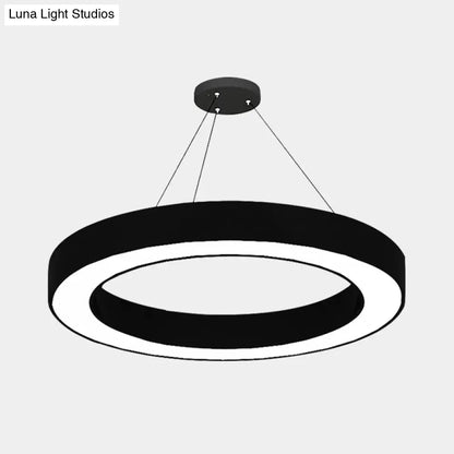DecorBites™ Circle LED Pendant Light Kit Minimalism Acrylic Office Hanging Lamp in Black, 16"/23.5"/47" Dia
