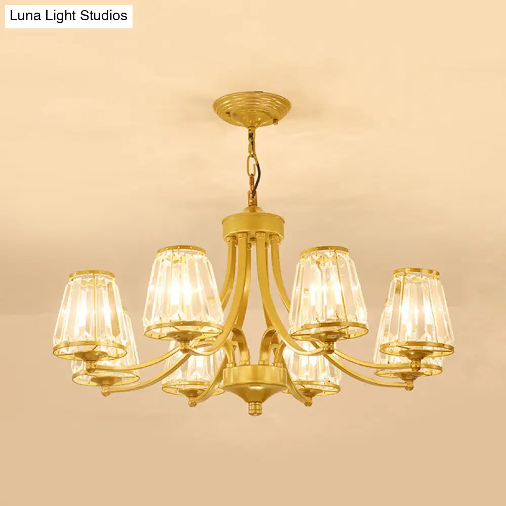 Lámpara de araña circular de cristal: Elegante lámpara colgante para dormitorios con detalles dorados/negros - 3/5/6 luces