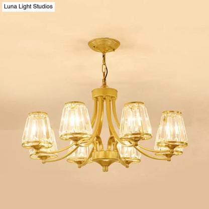 Lámpara de araña circular de cristal: Elegante lámpara colgante para dormitorios con detalles dorados/negros - 3/5/6 luces