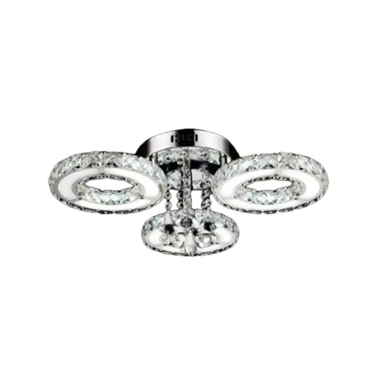 DecorBites™ DecorBites™ Circular Crystal Flushmount Ceiling Light with Opulent Inlay and Silver Finish - 3/6 Bulbs