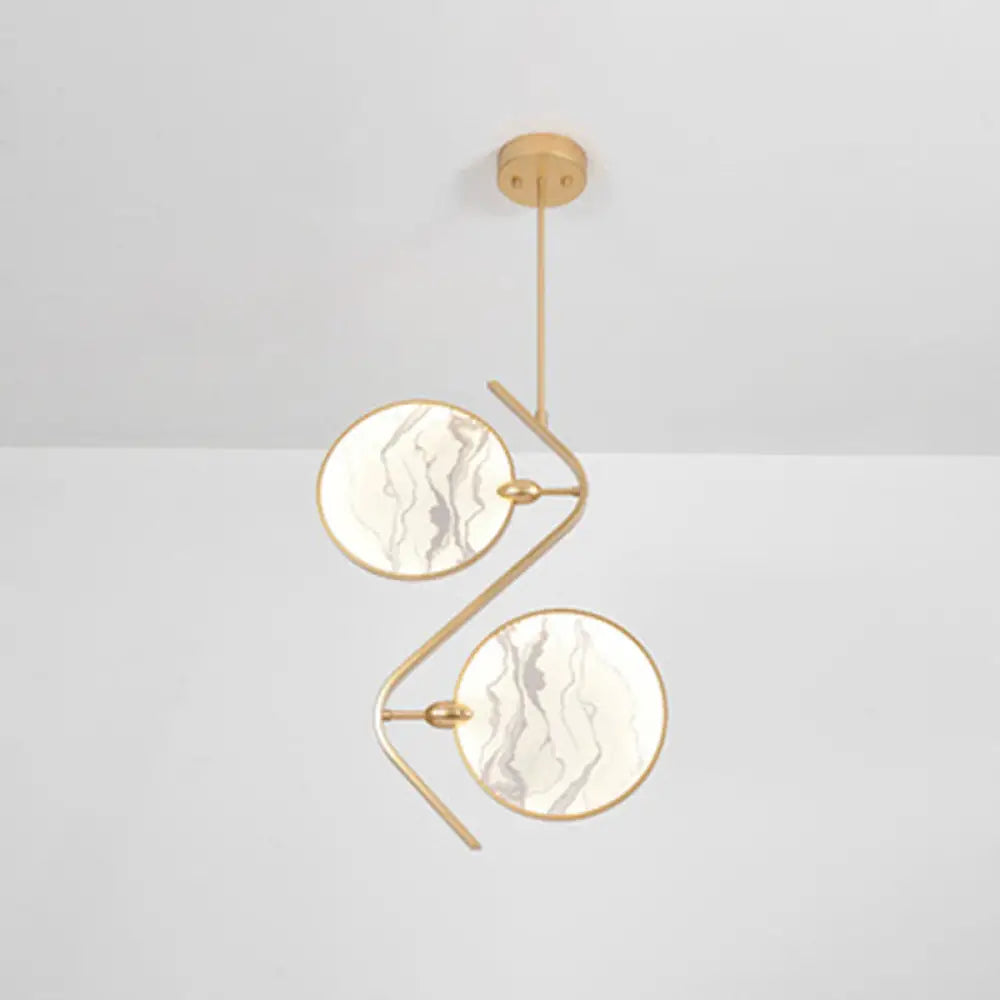 DecorBites™ Circular Fan Island Lamp: Modern Acrylic LED Suspension Light with Landscape Print – Perfect for Tearooms