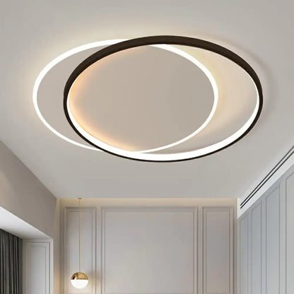 DecorBites™ DecorBites™ Circular Flush Light Fixture with Acrylic Shade in Black and White - Simplicity LED Ceiling Mount Lamp